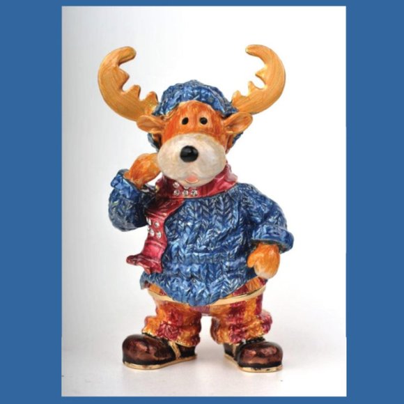 KEREN KOPAL Winter Deer with Blue Coat & Red Scarf - Picture 2 of 5